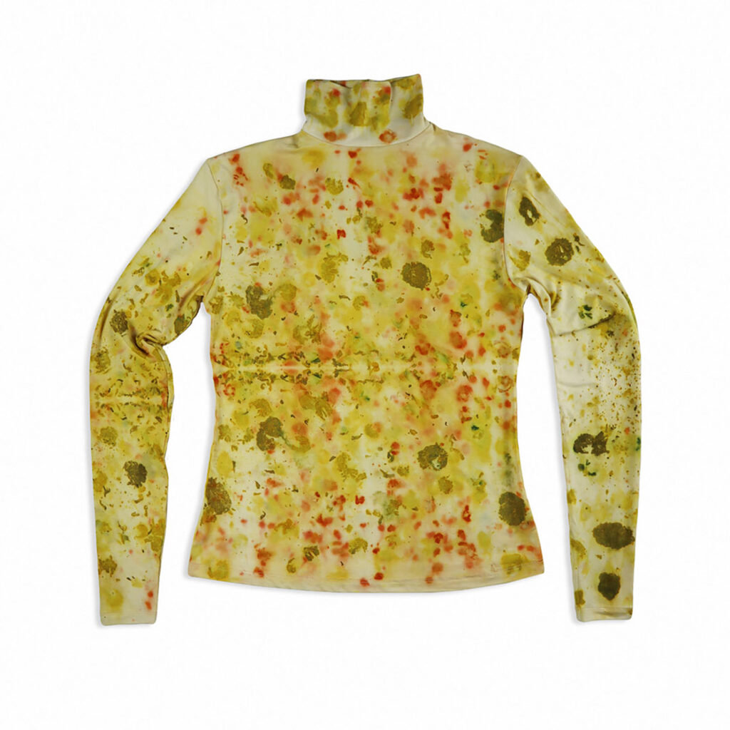 Bamboo Jersey Turtleneck Sweater - Eco-printed with Coreopsis Flowers