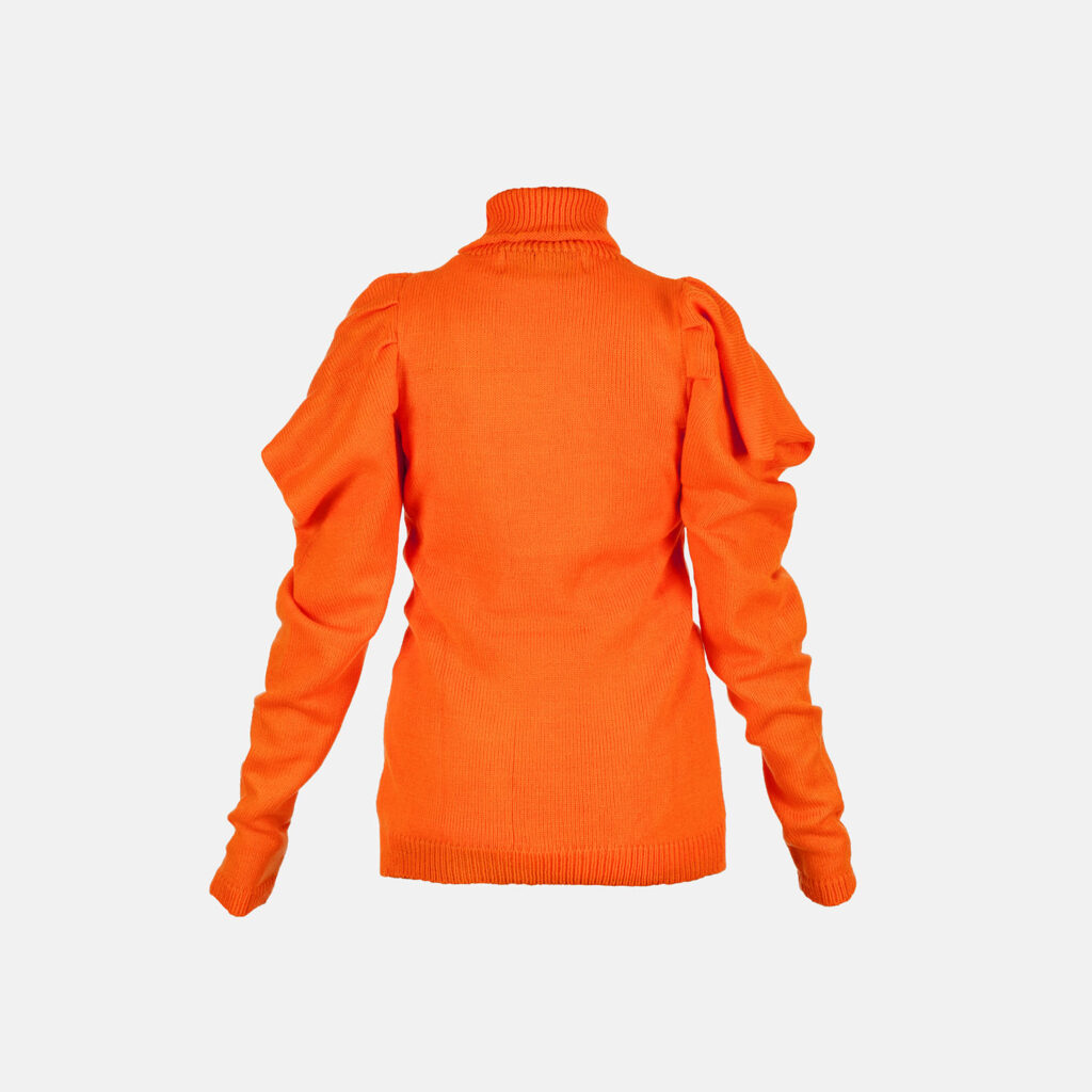 Orange/white turtleneck pullover