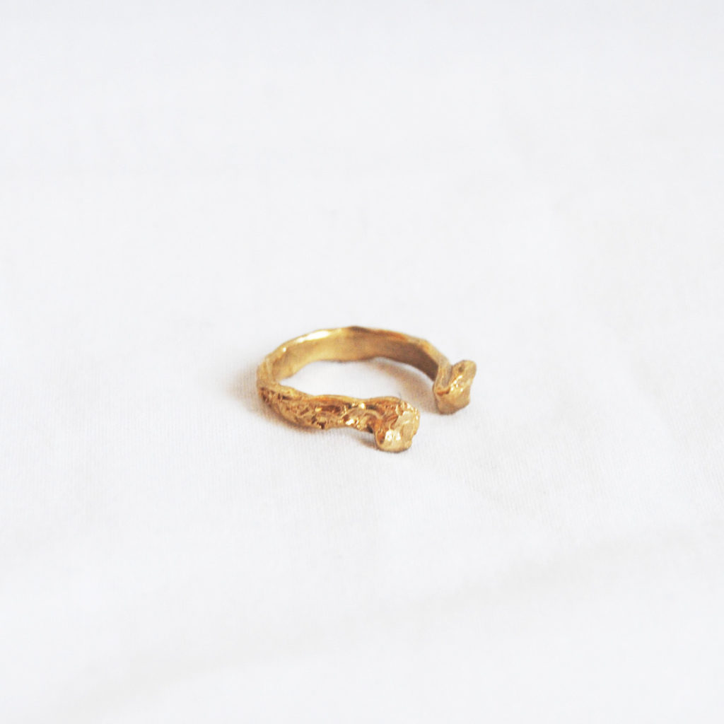 Rought silver/bronze ring - open