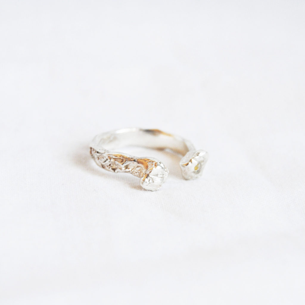 Rought silver/bronze ring - open